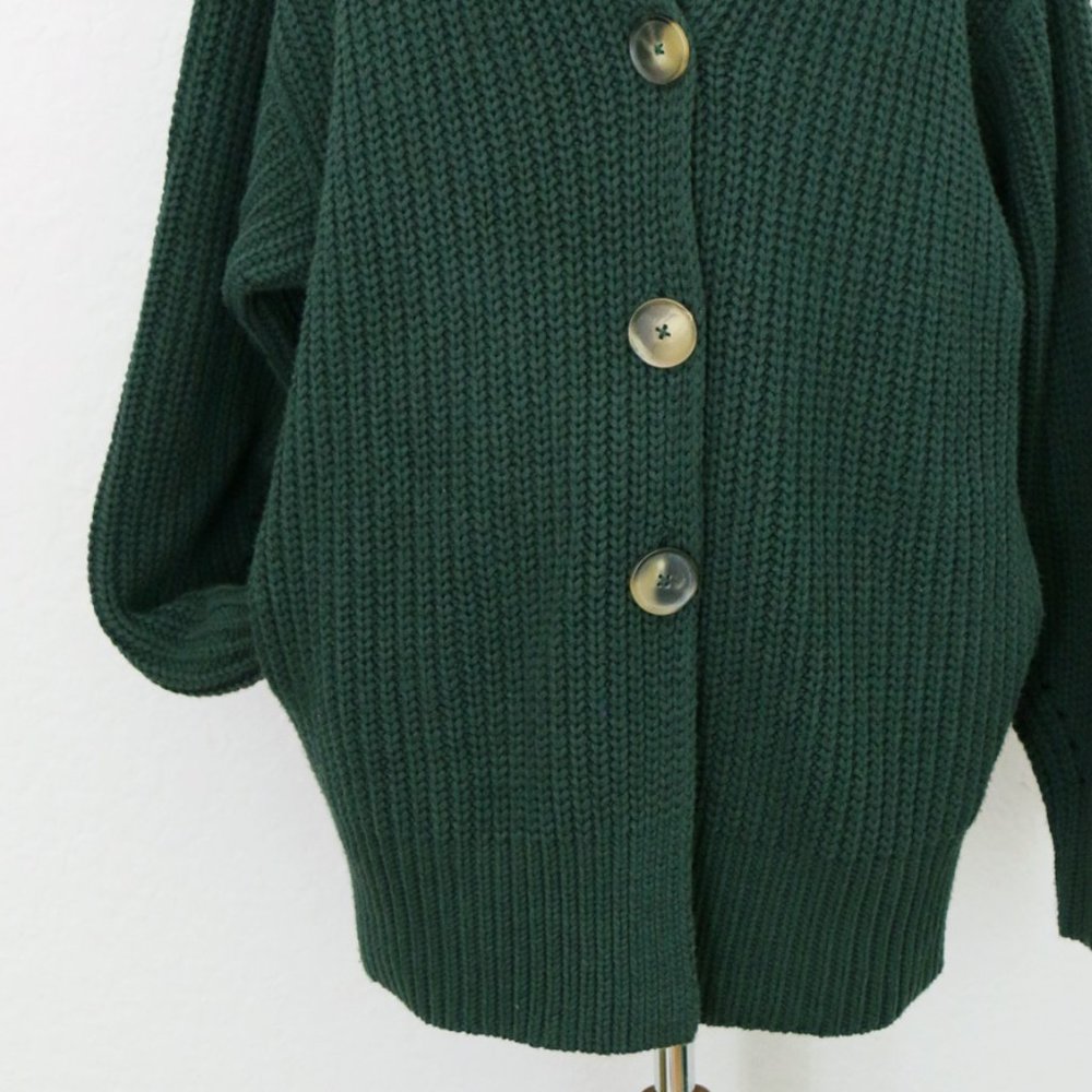 Free People Swim Too Deep Collar Longline Cardi Cardigan Hunter Green $158 XS - Picture 11 of 15